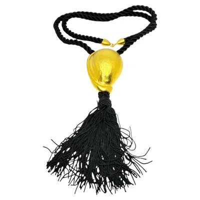 Pre-owned Kenneth Jay Lane Kenneth Lane Signed Vintage Matte Gold Seashell Massive Designer Tassel Necklace In Multiple