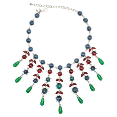 Pre-owned Kenneth Jay Lane Kjl  Multi-colored Cabochon Glass Statement Necklace