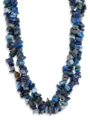 Kenneth Jay Lane Lapis Chips Necklace In Lapis