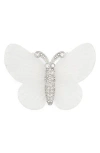 Kenneth Jay Lane Large Frost Crystal Butterfly Pin In White
