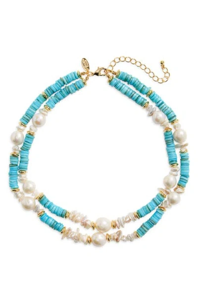 Kenneth Jay Lane Layered Chips Necklace In Blue