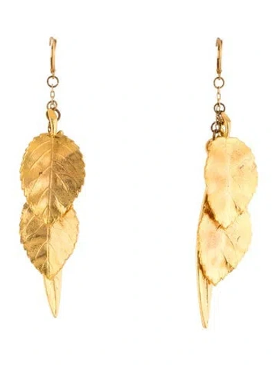 Pre-owned Kenneth Jay Lane Leaf Drop Earrings In Multicolor