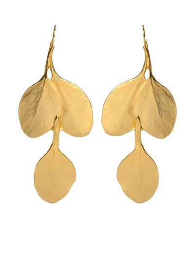 Kenneth Jay Lane Leaf Earrings In Gold