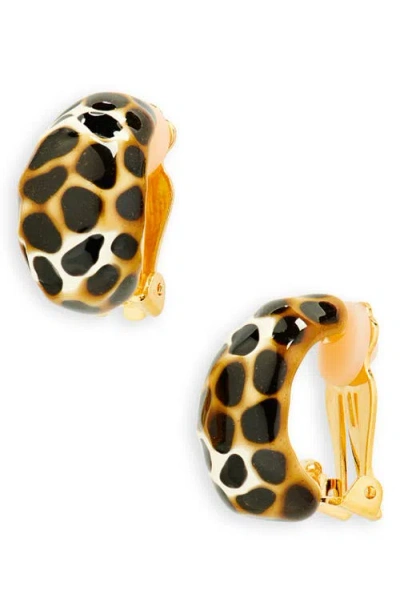 Kenneth Jay Lane Leopard Huggie Earrings In Gold