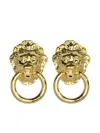 Kenneth Jay Lane Lion Head Door Knocker Earrings In Gold