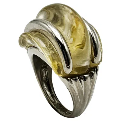 Pre-owned Kenneth Jay Lane Lucite Ribbed Dome Cocktail Vintage Modernist Ring In Multi