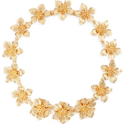 Kenneth Jay Lane Magnolia Flower Necklace In Gold