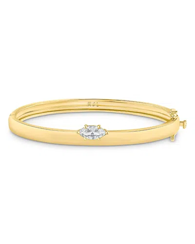 Kenneth Jay Lane Marquise Cubic Zirconia Thin Bangle Bracelet In 14k Gold Plated