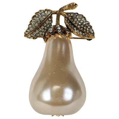 Pre-owned Kenneth Jay Lane Massive Pearl Pear Brooch In Multi