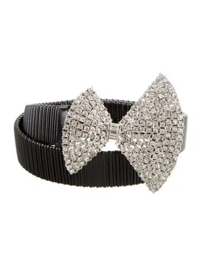 Pre-owned Kenneth Jay Lane Metal Crystal Embellishments Belt In Black