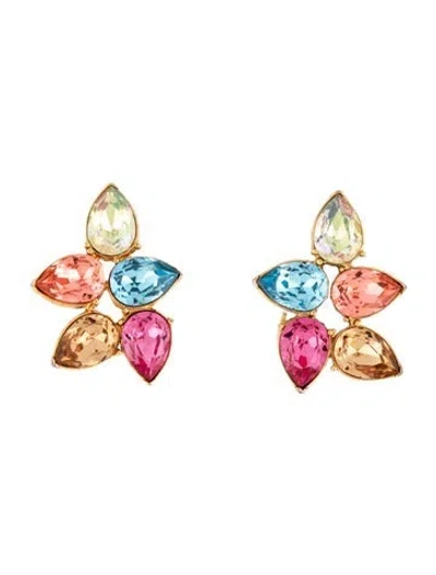 Pre-owned Kenneth Jay Lane Multicolor Crystal Cluster Clip On Earrings
