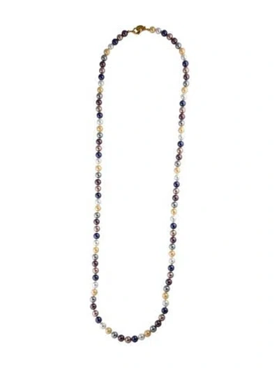 Pre-owned Kenneth Jay Lane Multicolor Faux Pearl Long Necklace, 44.5"