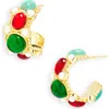 Kenneth Jay Lane Multicolor Hoop Earrings In Gold