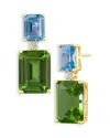 Kenneth Jay Lane Multicolor Round & Emerald Cut Cubic Zirconia Drop Earrings In Green