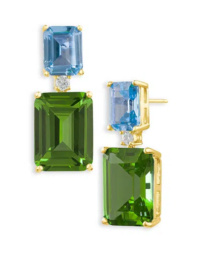 Kenneth Jay Lane Multicolor Round & Emerald Cut Cubic Zirconia Drop Earrings In Green