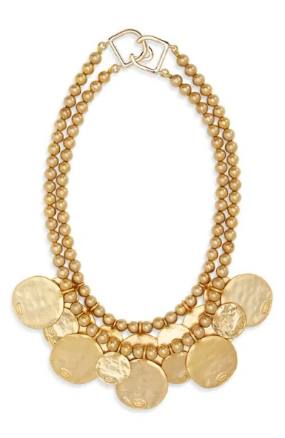 Kenneth Jay Lane Multistrand Coin Statement Necklace In Gold