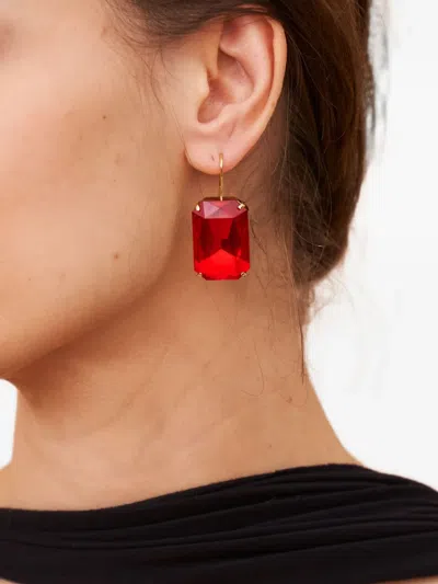 Kenneth Jay Lane Octagon Fishhook Earrings In Red