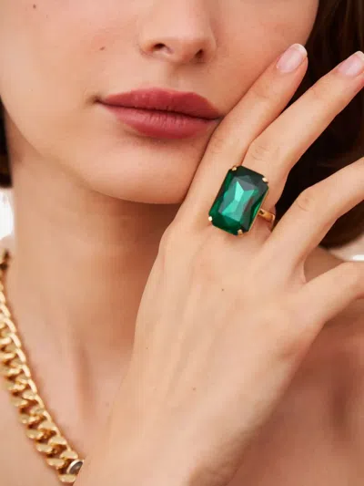Kenneth Jay Lane Octagon-shaped Adjustable Ring In Green