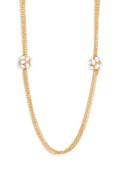 Kenneth Jay Lane Orb Station Multichain Necklace In Gold