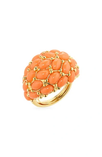 Kenneth Jay Lane Oval Cabochon Cocktail Ring In Gold