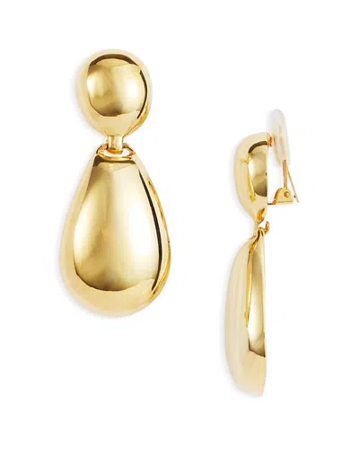 Kenneth Jay Lane Oval Clip On Drop Earrings In Gold Tone