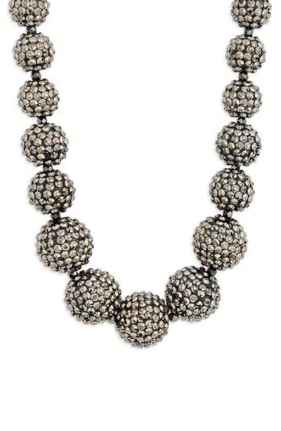 Kenneth Jay Lane Pavé Ball Necklace In Gun Metal