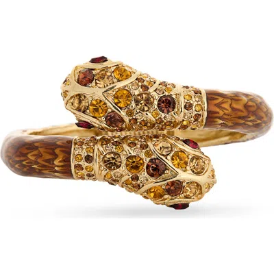 Kenneth Jay Lane Pavé Crystal Snake Bypass Bracelet In Gold