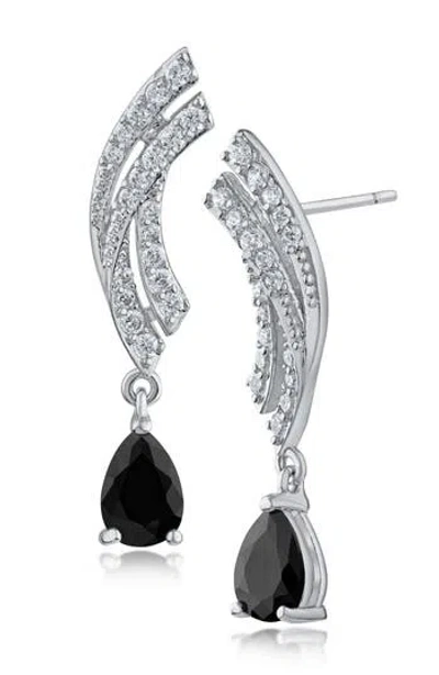 Kenneth Jay Lane Pavé Cubic Zirconia Curved Pear Drop Earrings
