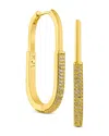 Kenneth Jay Lane Pave Cubic Zirconia Oval Hoop Earrings In Gold