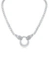 Kenneth Jay Lane Pavé Cubic Zirconia Panther Head Circle Pendant Necklace