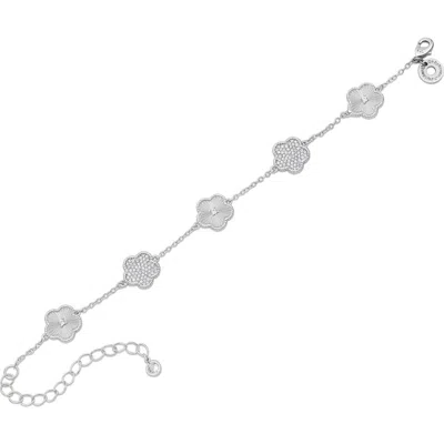 Kenneth Jay Lane Pavé Cubic Zirconia Striated Clover Line Bracelet