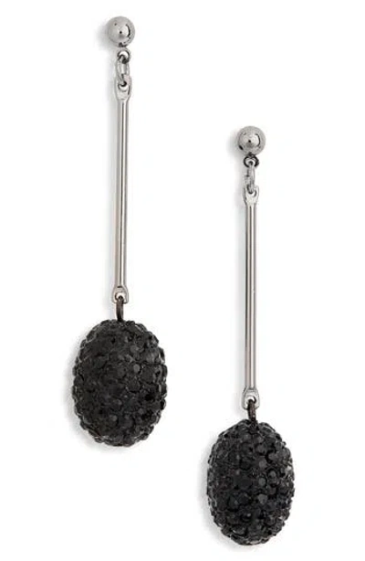 Kenneth Jay Lane Pavé Drop Earrings In Gun Metal