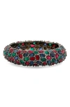 Kenneth Jay Lane Pavé Faux Ruby Emerald Sapphire Bracelet In Gun Metal