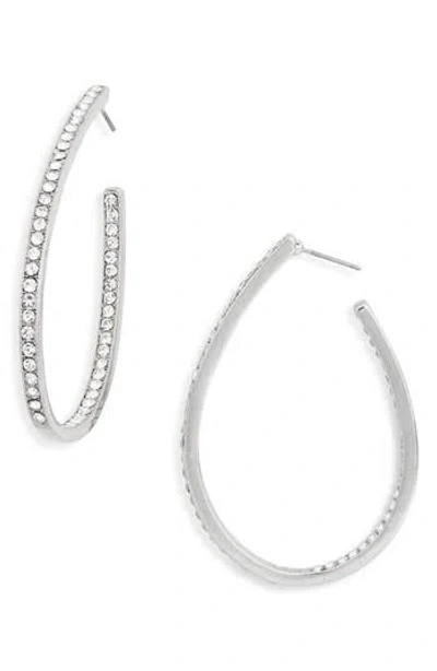 Kenneth Jay Lane Pavé Hoop Earrings In Polished Silver