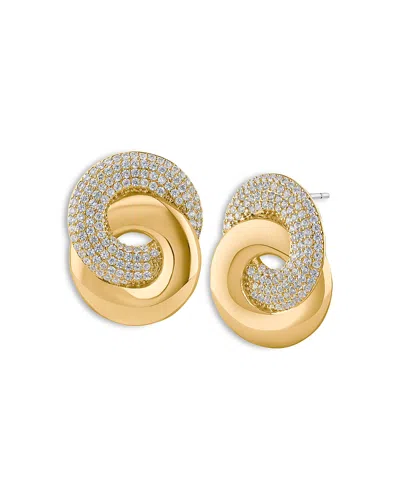 Kenneth Jay Lane Pave Interlocking Loop Drop Earrings In Gold