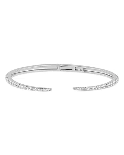 Kenneth Jay Lane Pave Open Spike Cuff Bracelet In Silver