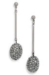 Kenneth Jay Lane Pavé Rhinestone Orb Linear Drop Earrings In Gun Metal