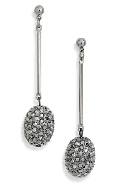 Kenneth Jay Lane Pavé Rhinestone Orb Linear Drop Earrings In Gun Metal