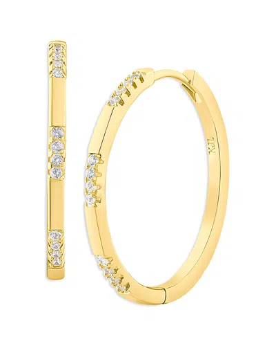 Kenneth Jay Lane Pave Station Oval Hoop Earrings In Gold