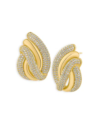 Kenneth Jay Lane Pave Swirl Button Earrings In Gold