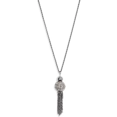 Kenneth Jay Lane Pavé Tassel Pendant Necklace In Silver