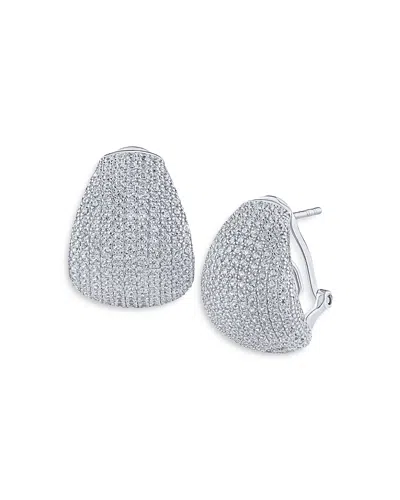 Kenneth Jay Lane Pave Tear Shape Drop Earrings In Rhodium Plated In Silver