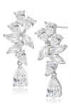 Kenneth Jay Lane Pear Marquise Drop Earrings In Clear/silver