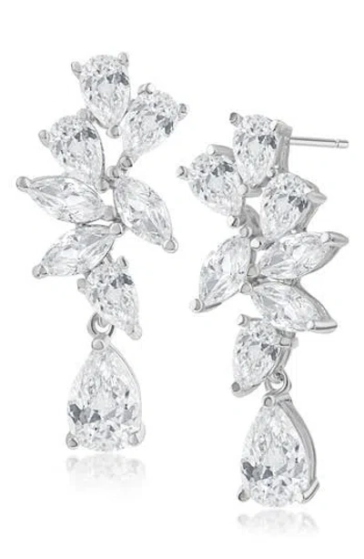 Kenneth Jay Lane Pear Marquise Drop Earrings In Clear/silver
