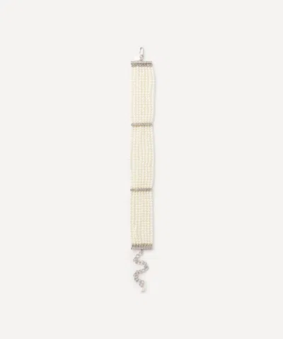Kenneth Jay Lane Pearl And Crystal Bar Choker Necklace