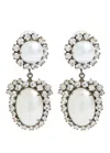 Kenneth Jay Lane Pearl And Crystal-embellished Clip-on Drop Earrings In Pearl