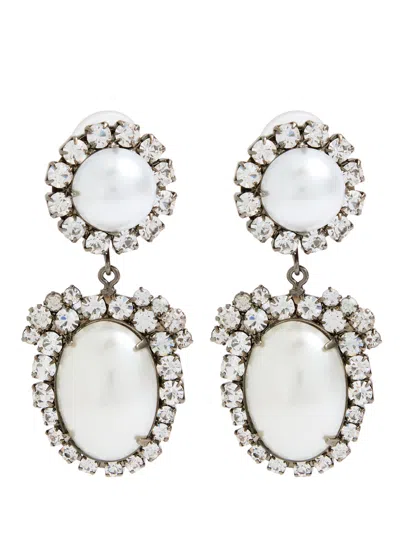 Kenneth Jay Lane Pearl And Crystal-embellished Clip-on Drop Earrings