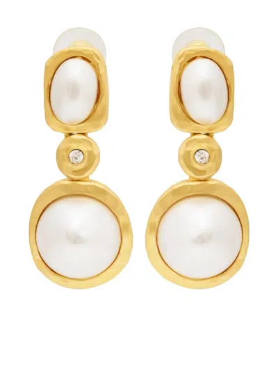 Kenneth Jay Lane Pearl-detailing Earrings In Gold