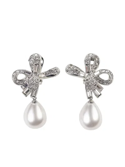 Kenneth Jay Lane Pearl-detailing Earrings In Silver