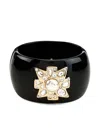 Kenneth Jay Lane Pearl-embellished Bangle Bracelet In Black